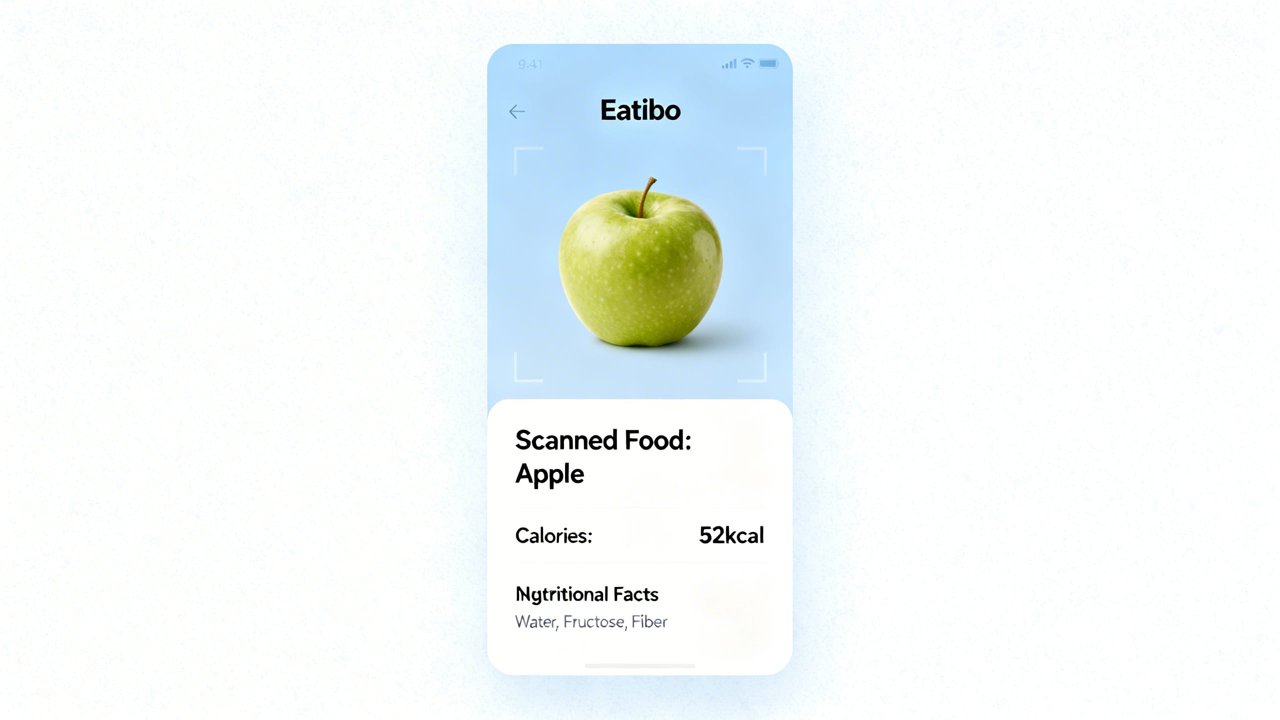 Eatibo app interface showing food scan results